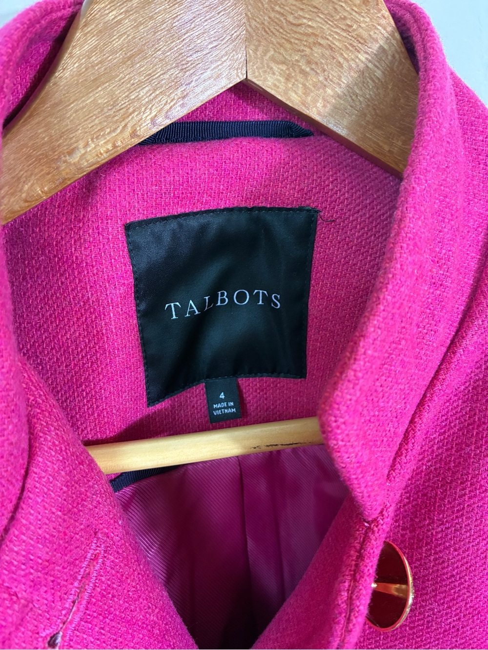 Talbots Fuschia Military Long Coat Size 4 - Picture 5 of 9